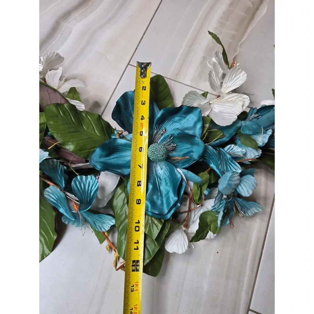 Large Teal & White Floral Wall Decor‎ Metal Flower Wall Art 37